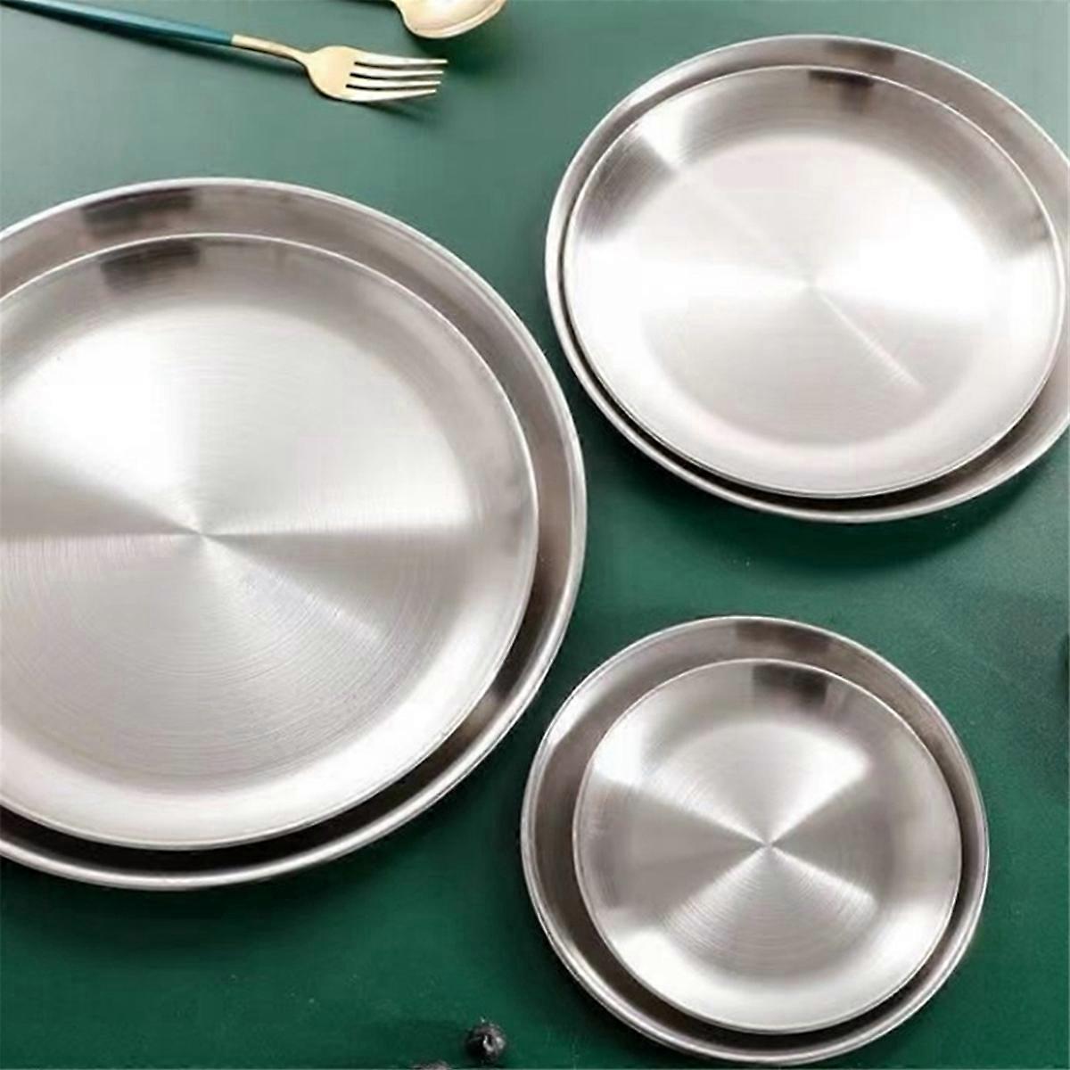 20cm Stainless Steel Bone Spitting Dish Silver Shallow Tray