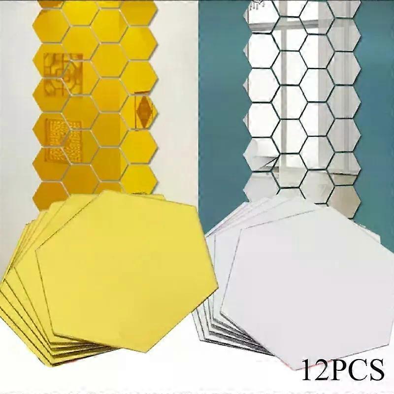 12/6 adet 3D Ayna Duvar Çıkartmaları Altıgen Şekil Akrilik Çıkarılabilir Duvar Sticker Çıkartması DIY Ev Dekorasyon Sanat Ayna Süsleri