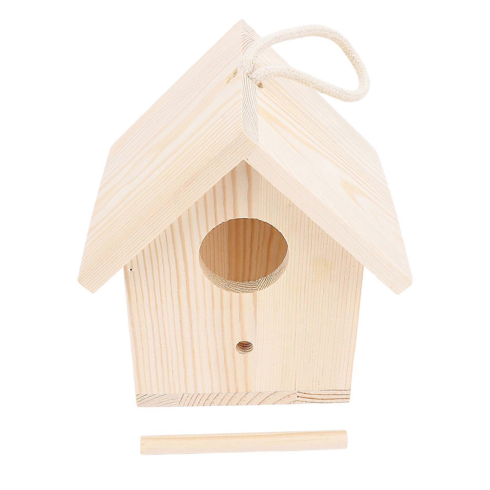 Outside Wooden Bird House with Transparent Acrylic Window Hanging Outdoor Wooden Birdhouse with Pole for Garden Patio