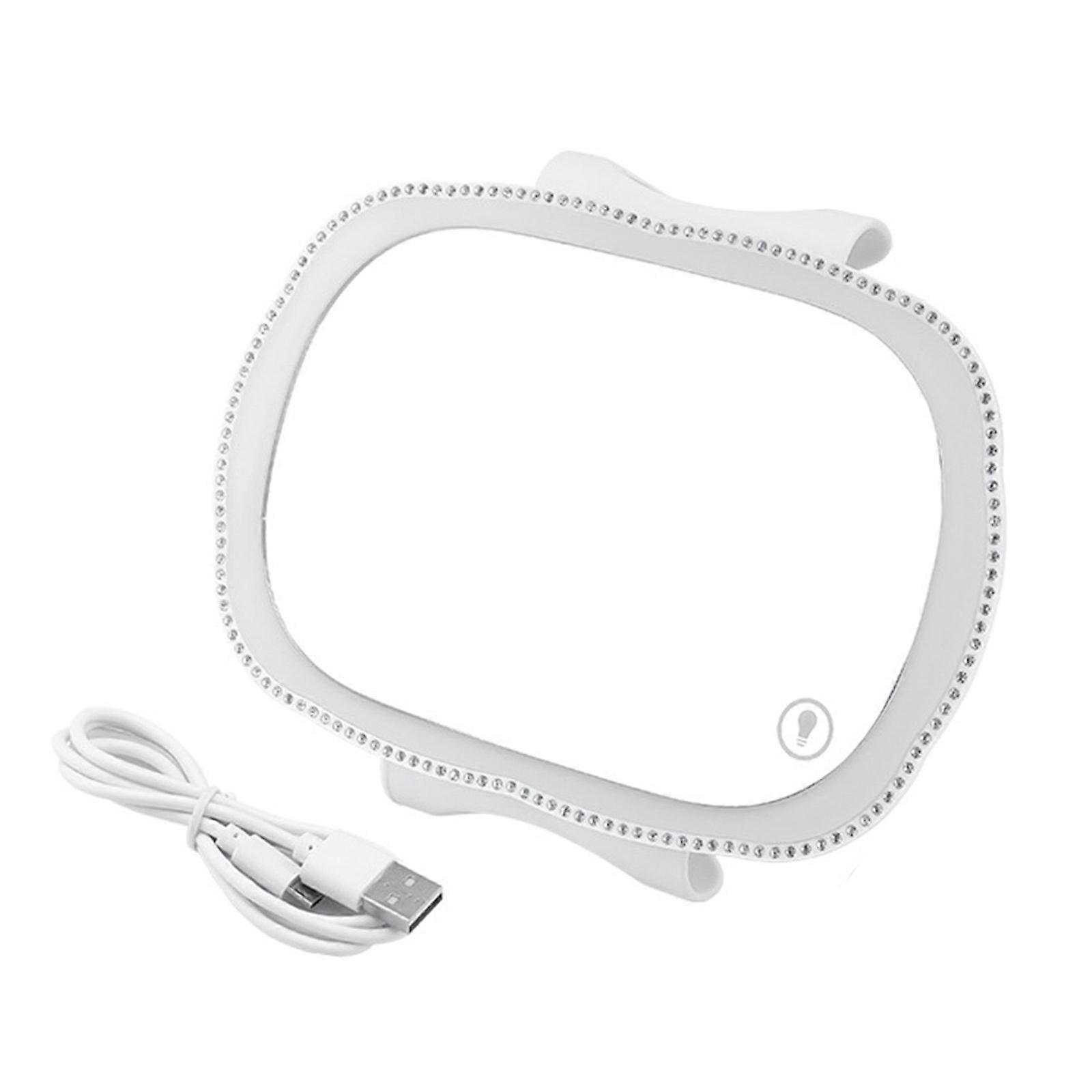 Car Visor Vanity Mirror with Lights, Makeup Mirror Clip on Sun-Shading Visor with Adjustable LED Lights  White