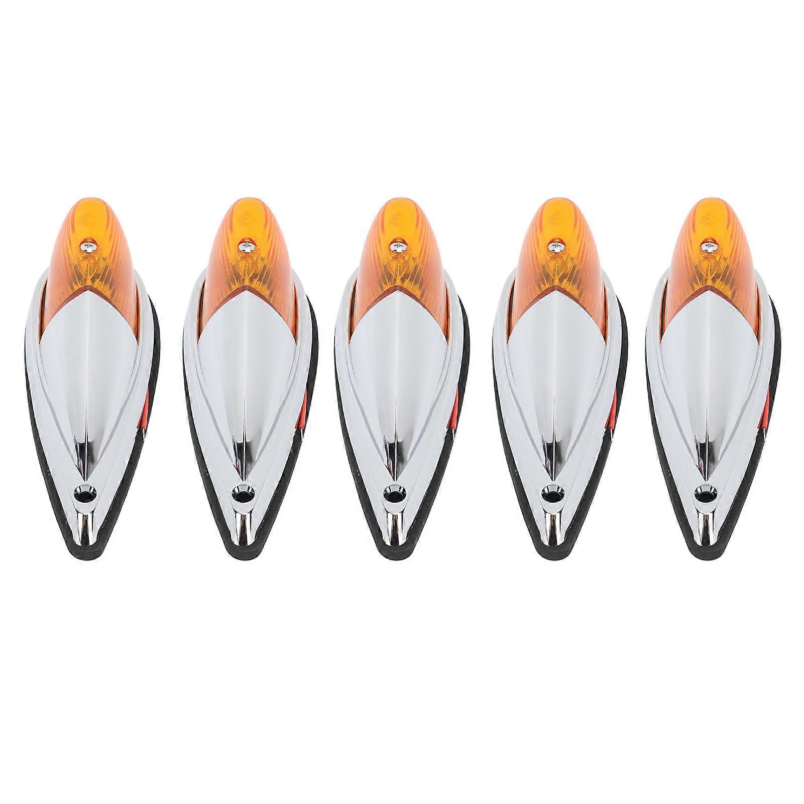 5pcs Cab Marker Light Weatherproof Amber Teardrop Cab Top Running Light Universal for Trucks Vans RV 24V 