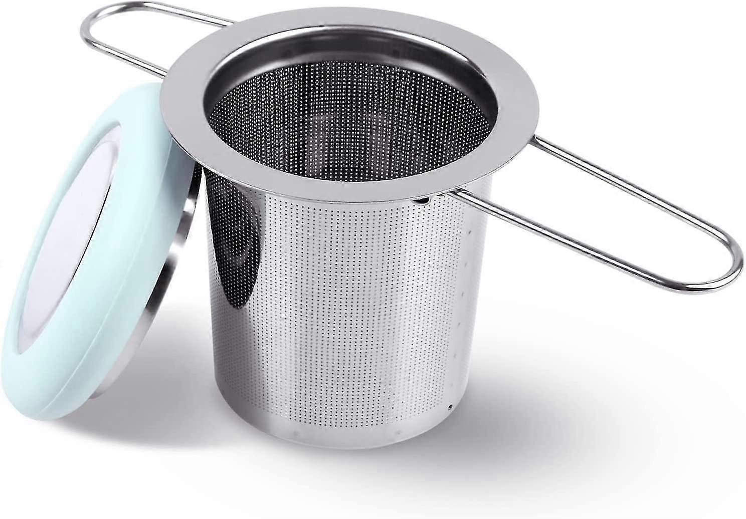 Fenshine τσάι infuser ανοξείδωτο τσάι διπλώνοντας το φίλτρο τσαγιού λαβή επιπλέον λεπτό πλέγμα διερράγματα ζυθοποιία καλάθι με καπάκι για χαλαρό τσάι φύλλων (φως