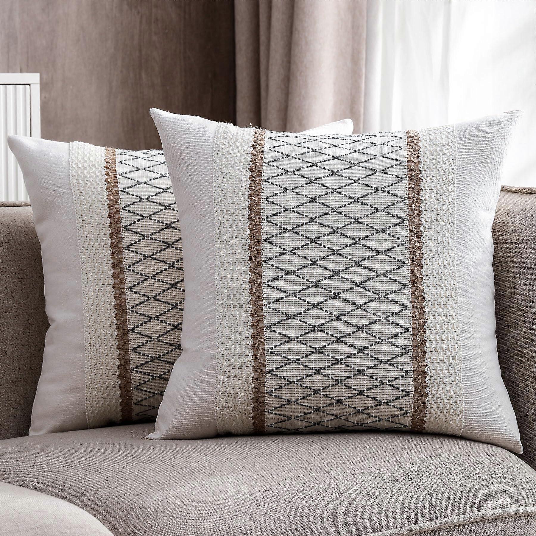 2 Pieces Soft Linen Throw Covers Pillow for Couch Bed 20x20