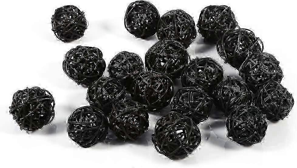 Wicker Ornaments 20pcs 3cm Black