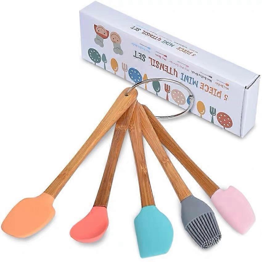 5 Piece Heat Resistant Silicone Spatula Set for Baking and Cooking