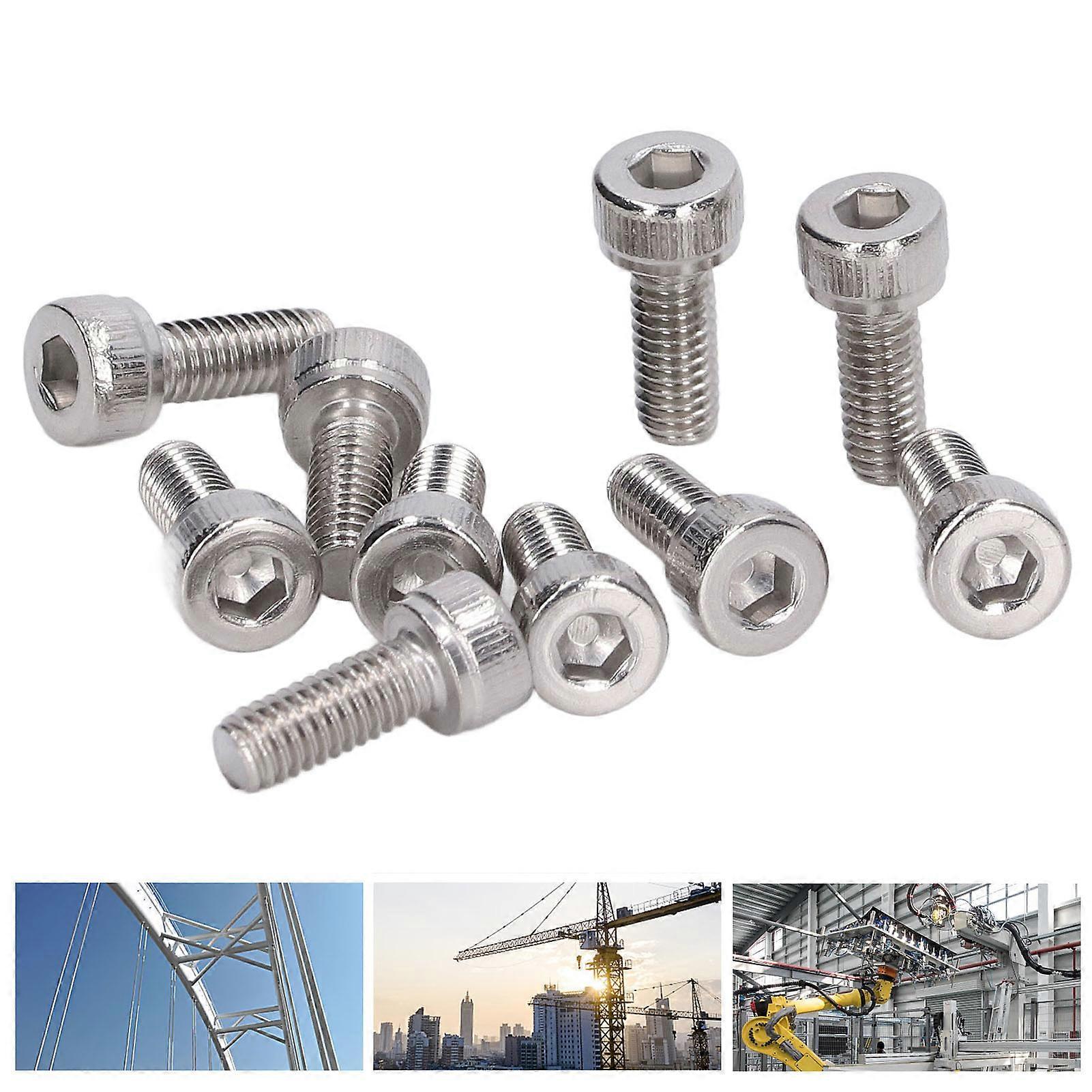 100Pcs Hex Socket Cap Screws M4x0.7mm 10mm Galvanized Steel