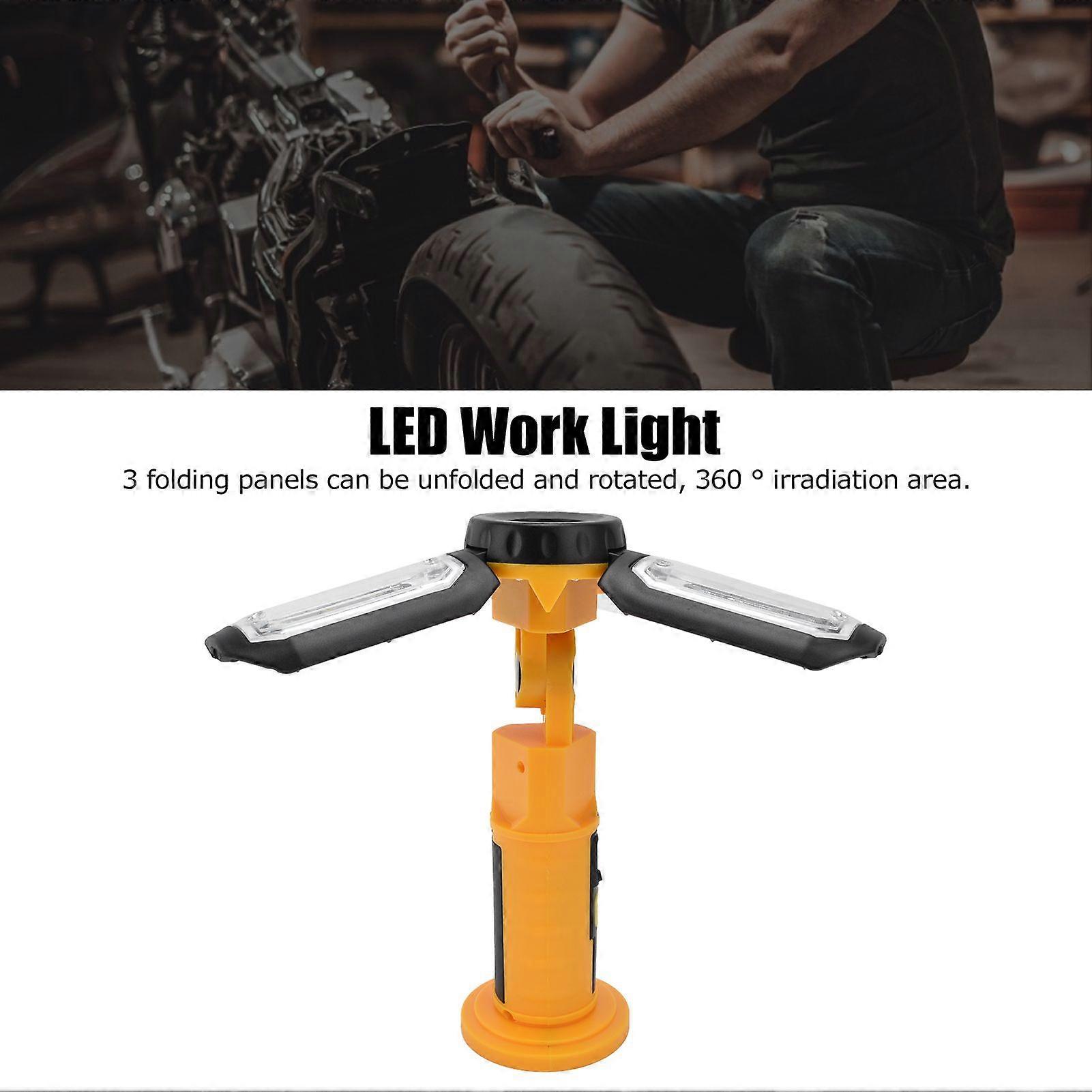 Outdoor LED Work Light Rechargeable Foldable Rotating Inspection Lamp Multifunctional Red Warning Light with Magnet Hook
