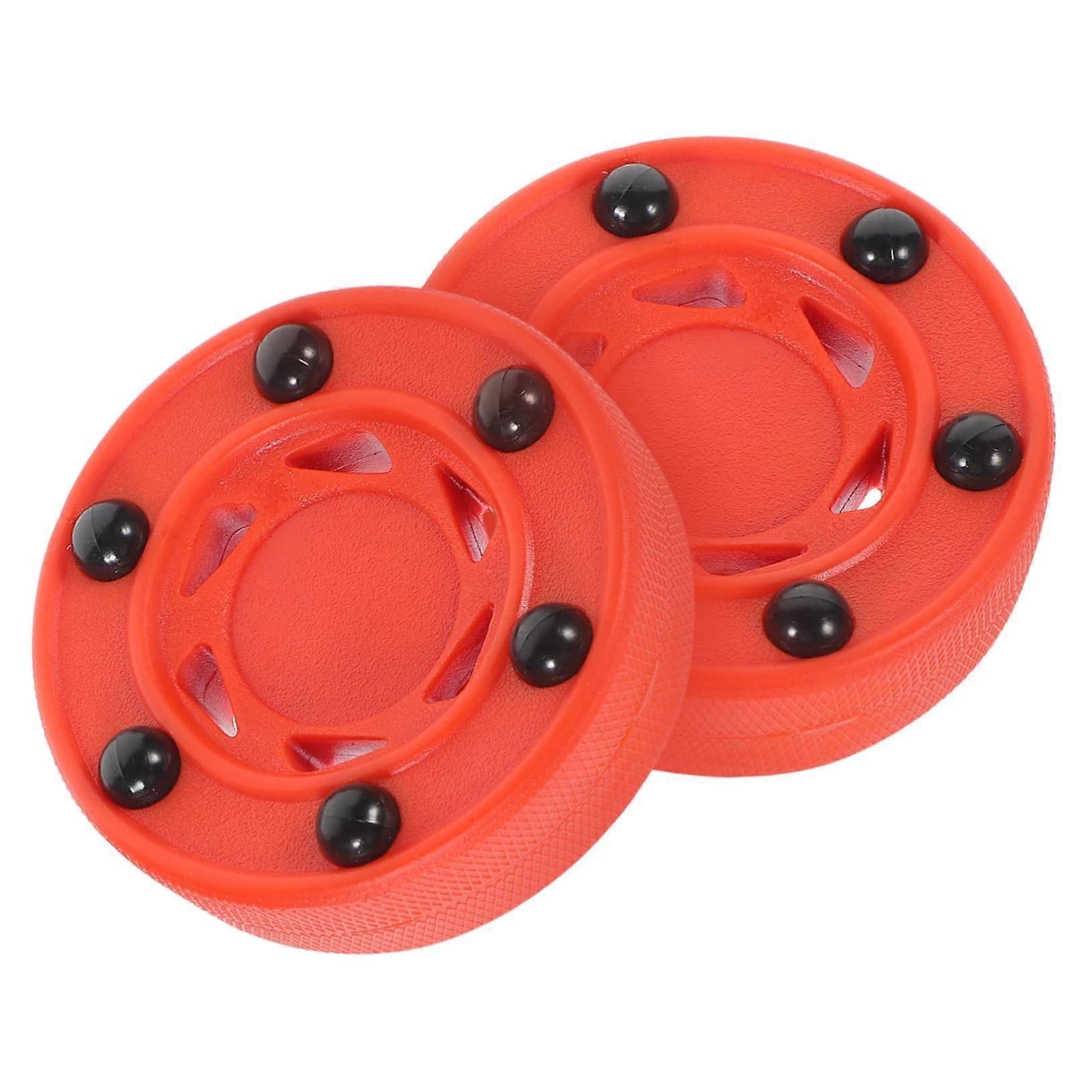 2pcs Puck Soft Roller Street Hockey Ball Hockey Game Supplies Green Training Practice Hockey Ball for Practicing Red Nylon