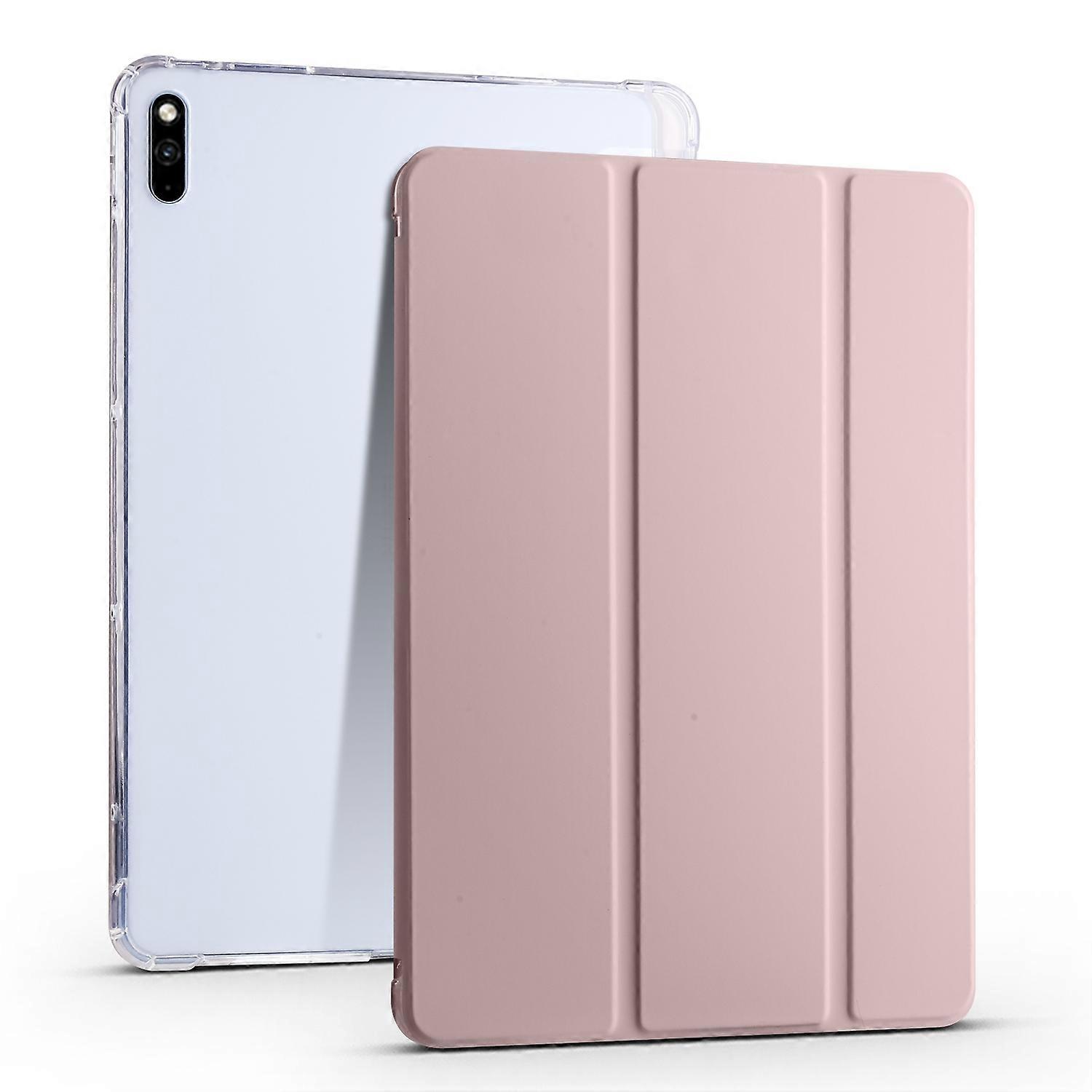 For Huawei MatePad 10.4 3-folding Transparent TPU Smart Leather Tablet Case