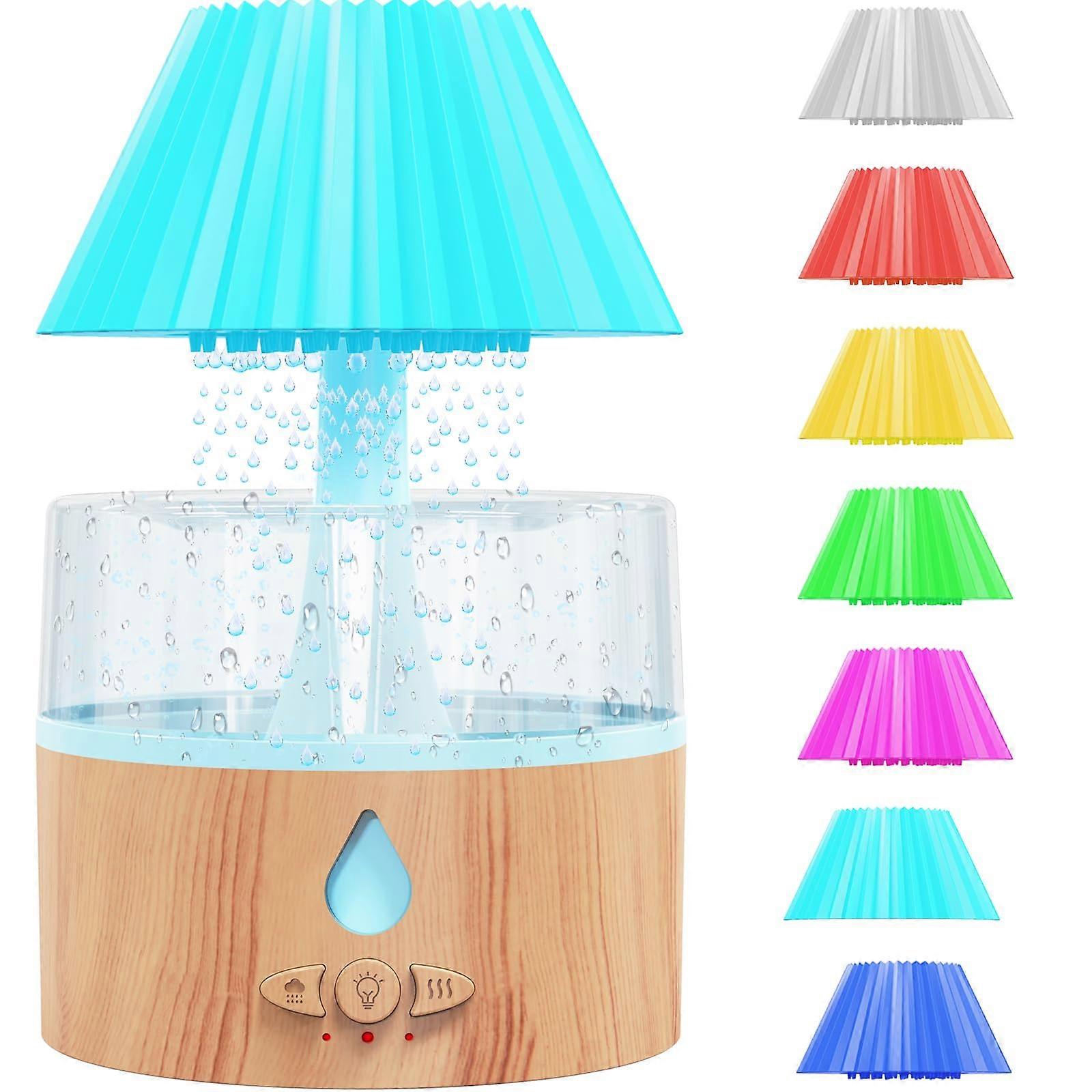 Cloud Humidifiers 260ML Capacity Umbrella Design Water Drip Raindrop 7-Color Mood Light White Noise Bedroom Humidifier