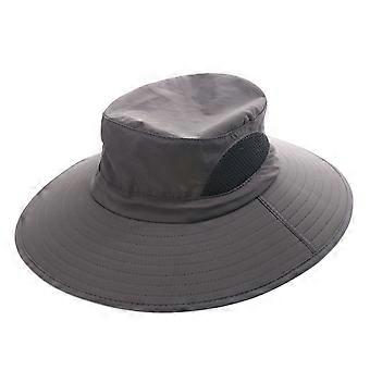 Sombrero de sol para mujer con malla plegable Impermeable Sombrero de pescador de ala ancha Verano Playa Pesca Caminata-Gris Oscuro