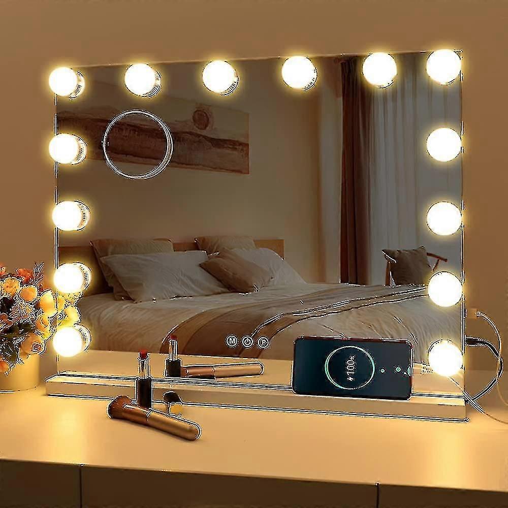 Led Mirror Usb Makeup With Lights Lighted 14 Bulbs 3 Lighting Modes