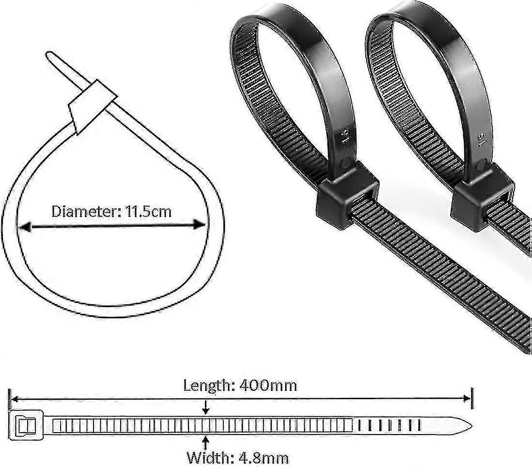 Cable Ties, 100pcs Extra Long 400mm X 4.6mm Self Locking Nylon Zip Cable Ties -