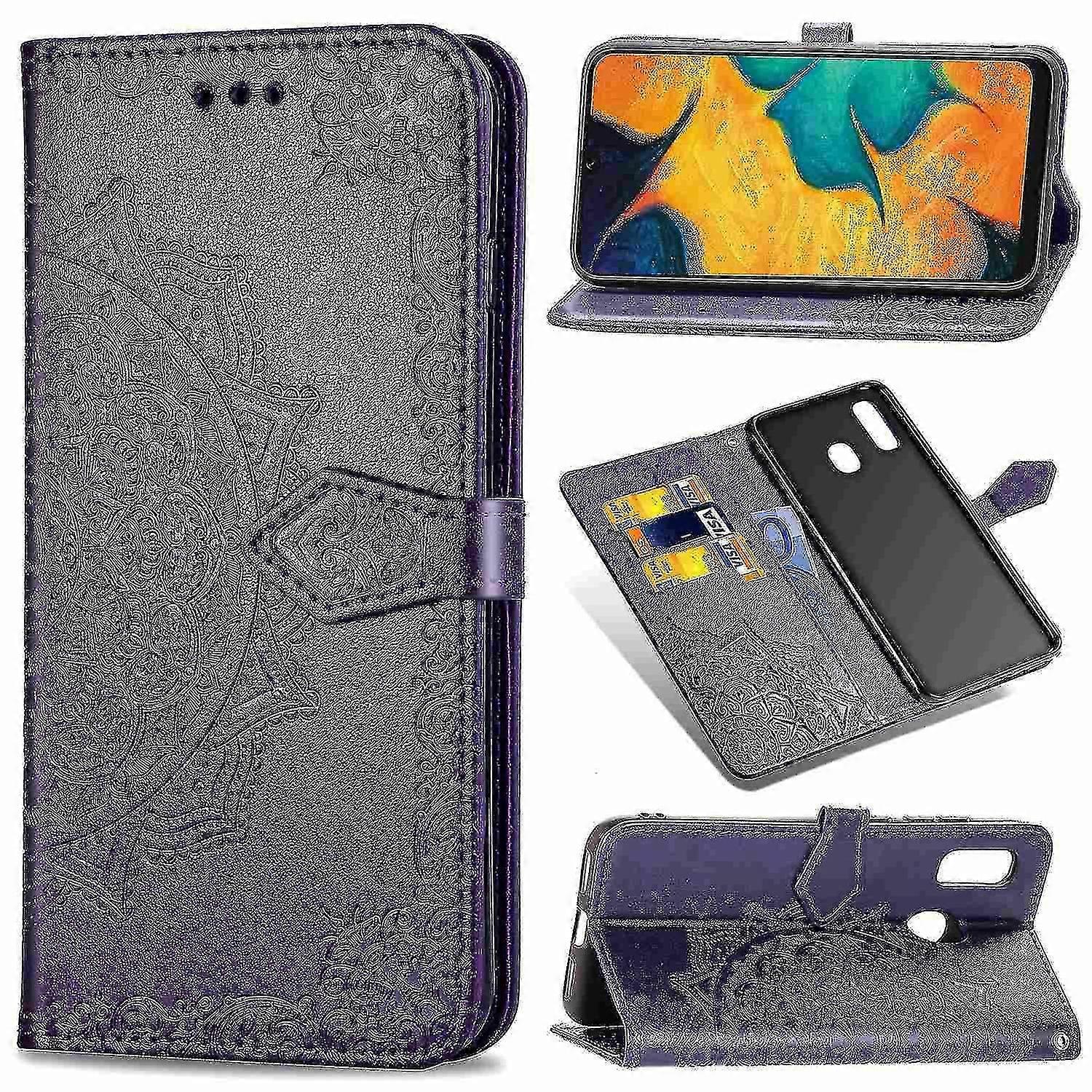Compatibile con Samsung Galaxy A30 / a20 Custodia in pelle Portafoglio Cover Emboss Mandala Magnetic Flip Protec