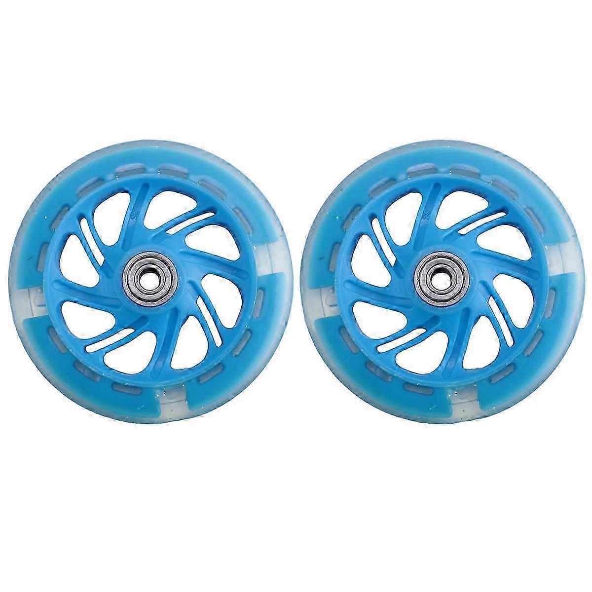 1Pair 120mm LED Flashing Wheels with Bearings Front/Rear ,Blue