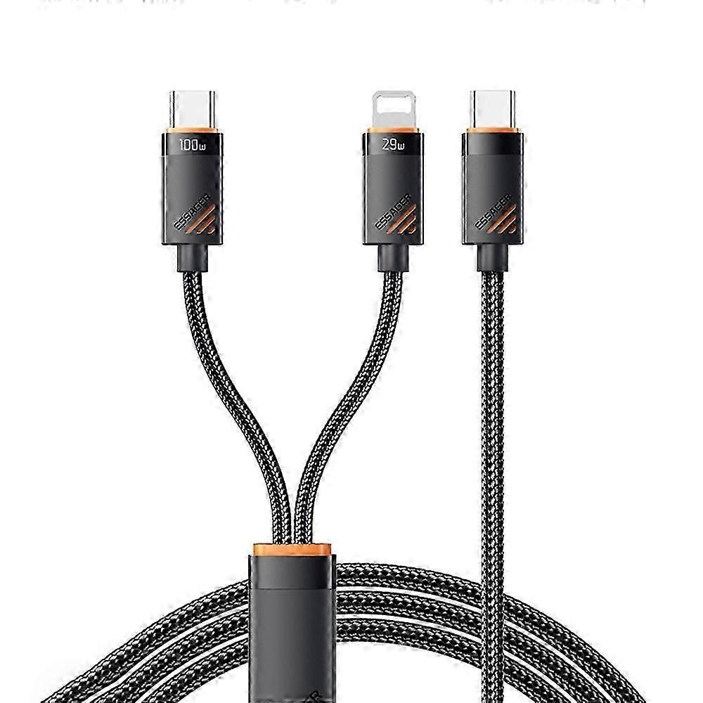 Essager Type-c To Ip + Type-c Data Cable E-marker Chip Pd 100w Fast Charging Cable 1.2m
