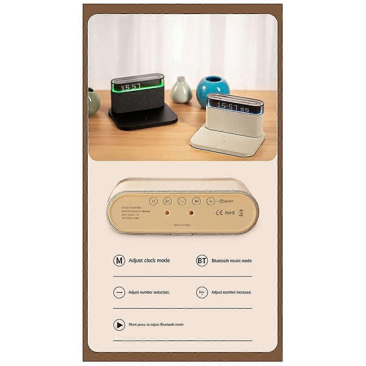 Adjustment Night Light Wireless Charge with Digital Alarm Clock LED Touch Bedside Lamp Adjustable B