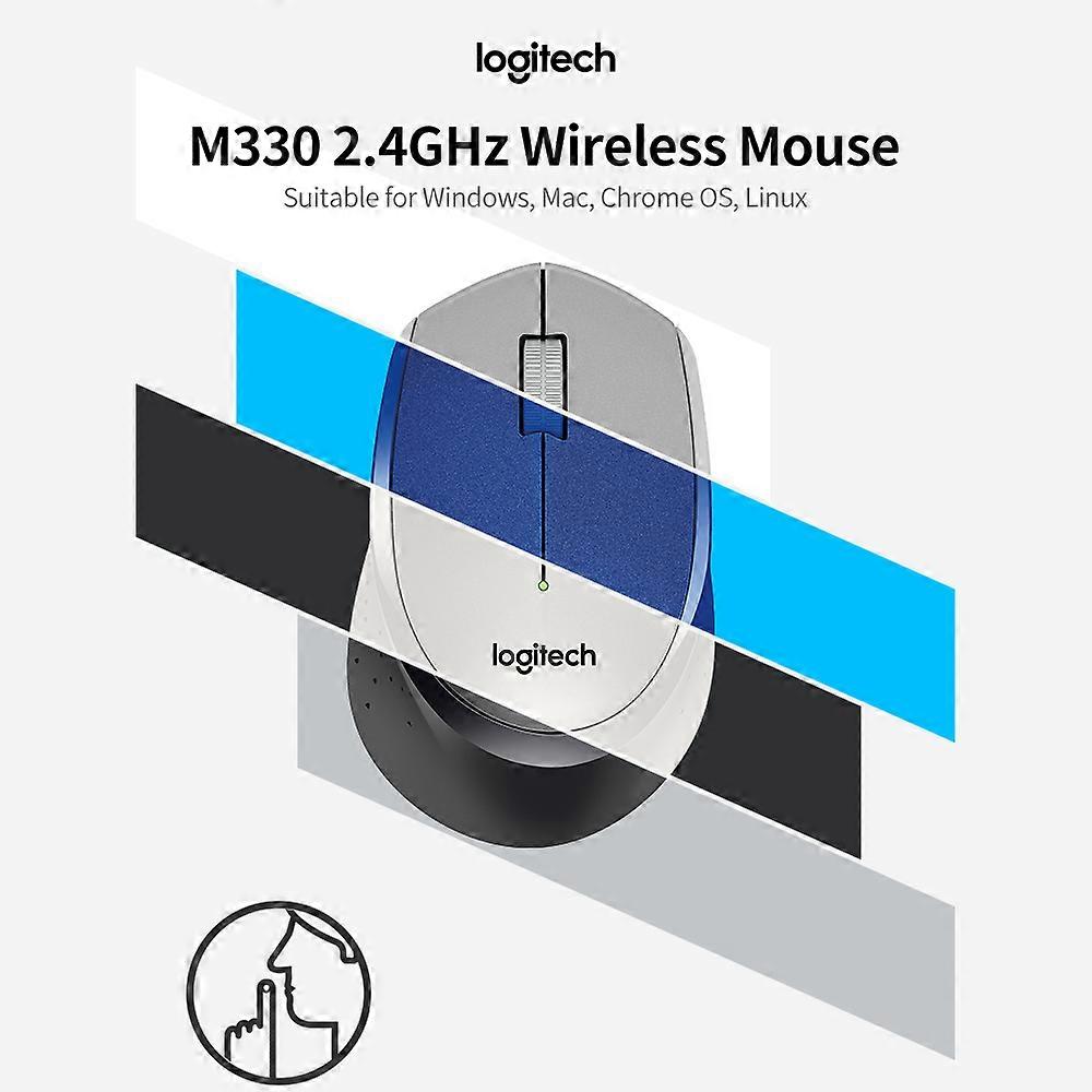 Logitech M330 2.4GHz Wireless Ergonomic Mute Mouse with 2.4G Nano Receiver Plug and Play for Desktop Computer Laptop White