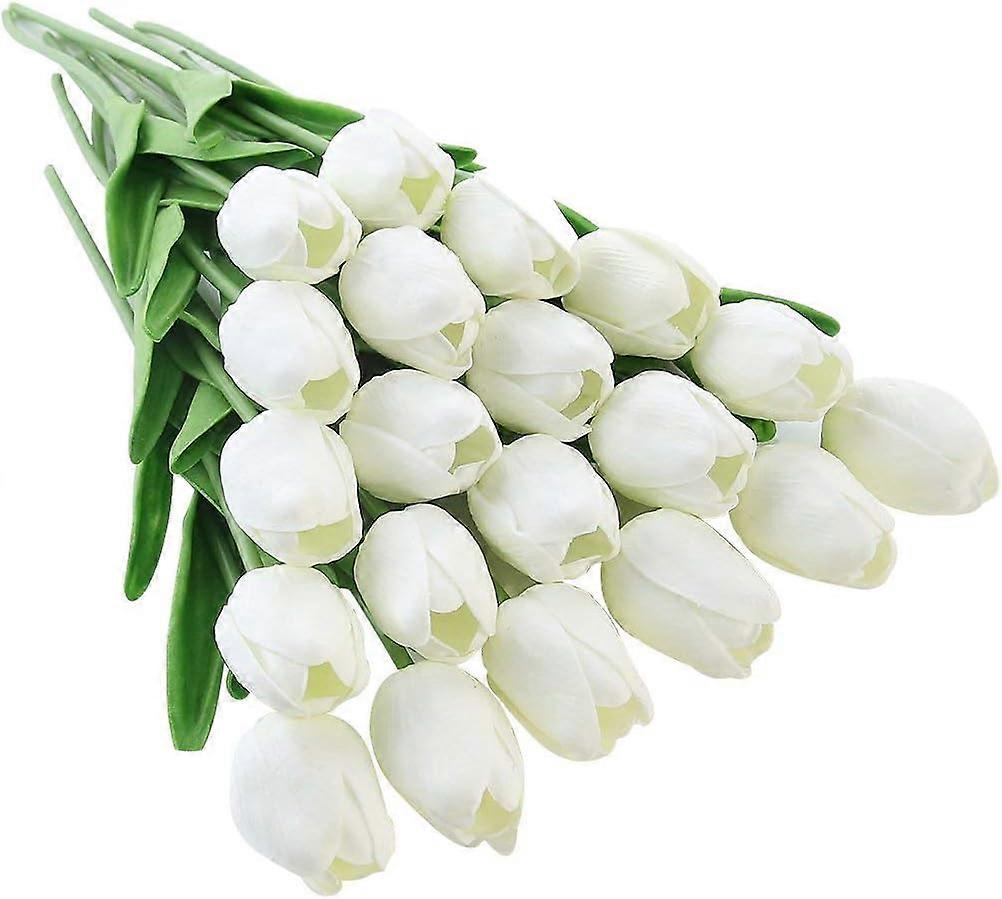 10-Piece Artificial Latex Tulips, Realistic Soft Stem Flowers