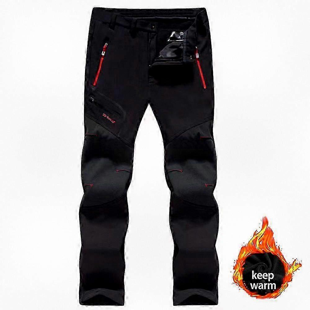 Windproof Waterproof Soft Shell Ski Pants for Men with Plus Velvet Thick Material and Quick-drying Features