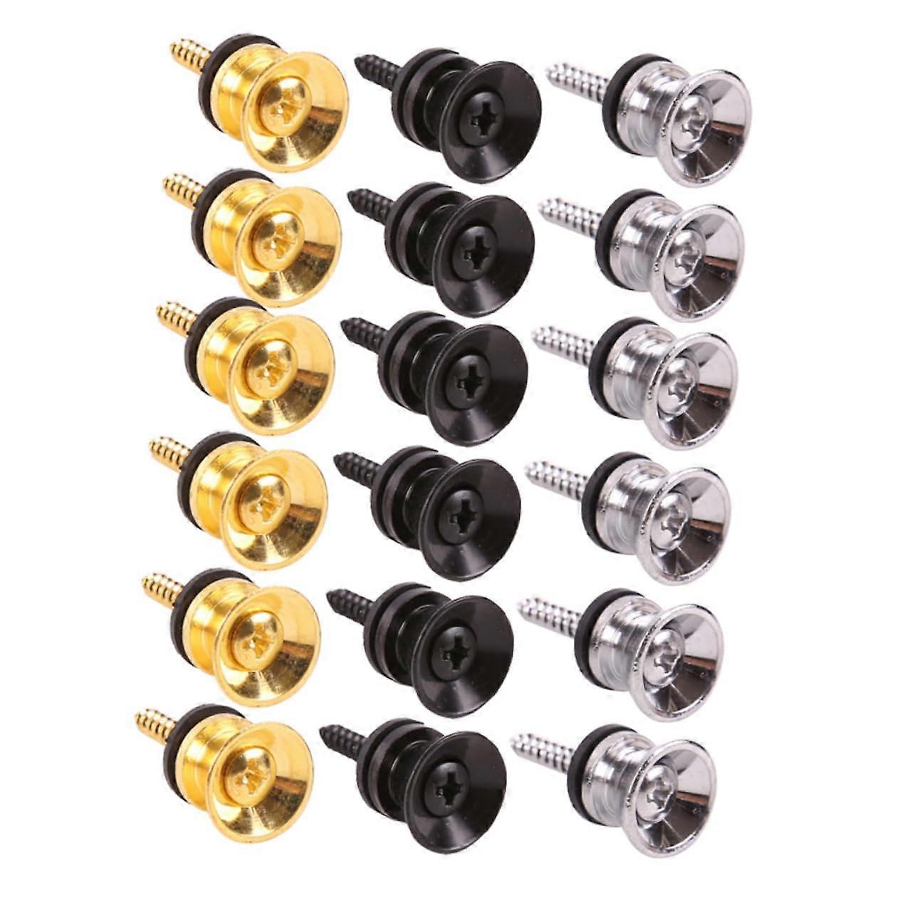 Guitar Strap Locks System - 3 Sets Anti-Falling Lock Buckles for Bass Guitar, 18 Pieces Each, Durable and Secure