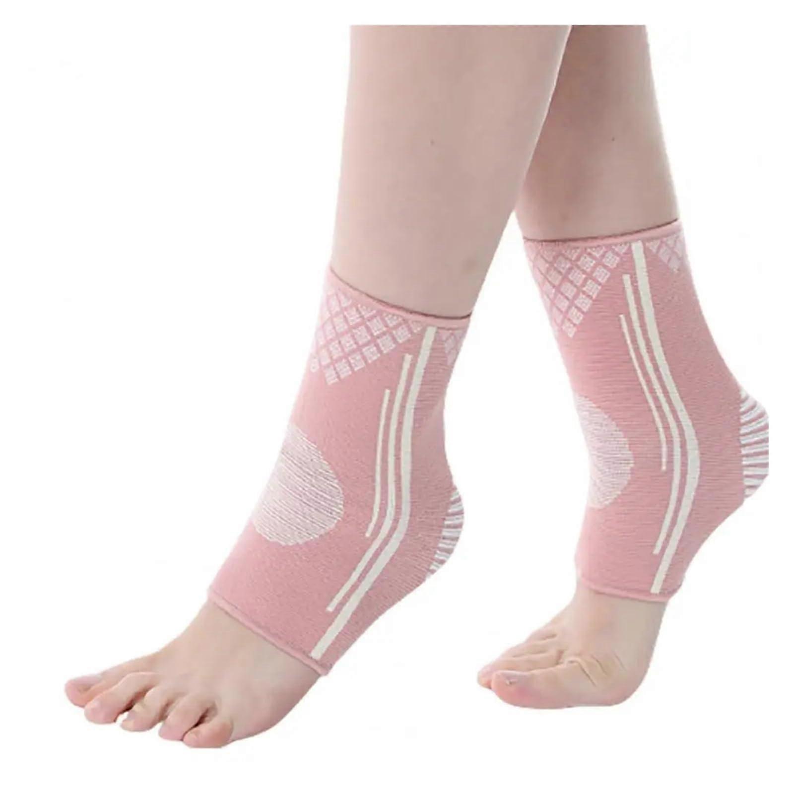 Ankle Support Brace - 1 Pair Soft, High Elasticity Compression Stabilizer for Injury Prevention, Size L, Pink
