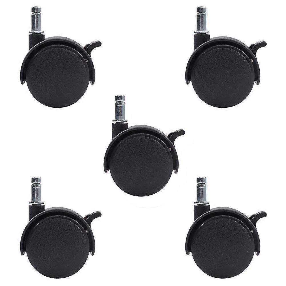 Set of 5 nylon wheel castors with brake, 50 mm diameter, universal swivel castors with locking function