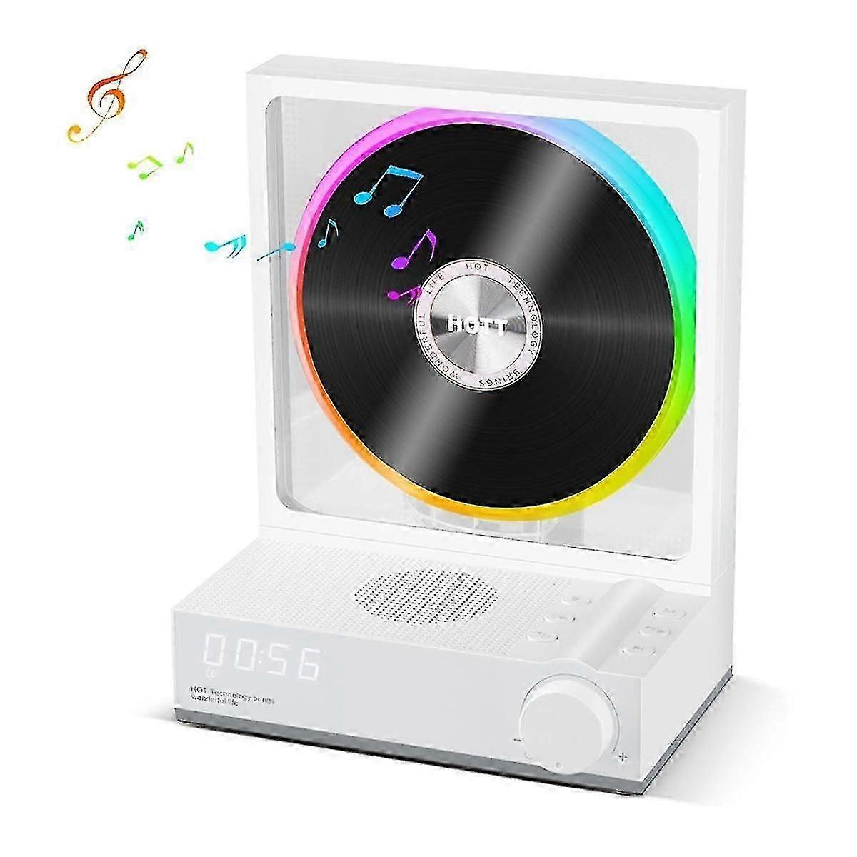 CD Player Portable Bluetooth 5.3 Desktop CD Player with Color Light,Transcription,Timer,LED Screen