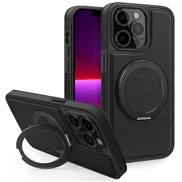 Compatible For iPhone 13 Pro Case with Ring Kickstand Compatible with MagSafe PU Leather Back Cover