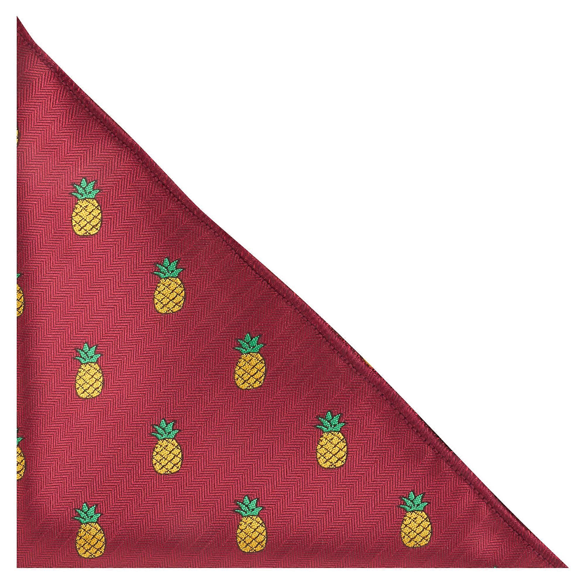 Burgundy Red Pineapple Herringbone Pocket Square