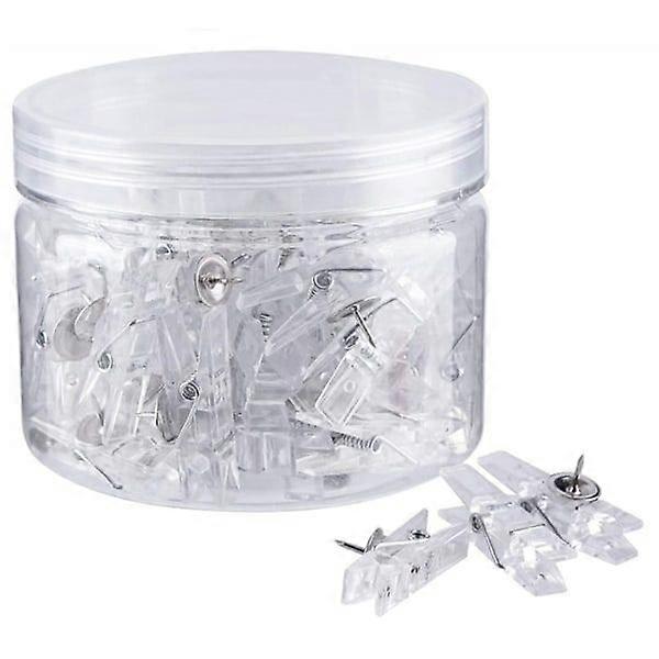 50pcs Decorative Photo Clips Pins Transparent Snaps Set Stapler 2-in-1 Snap Button