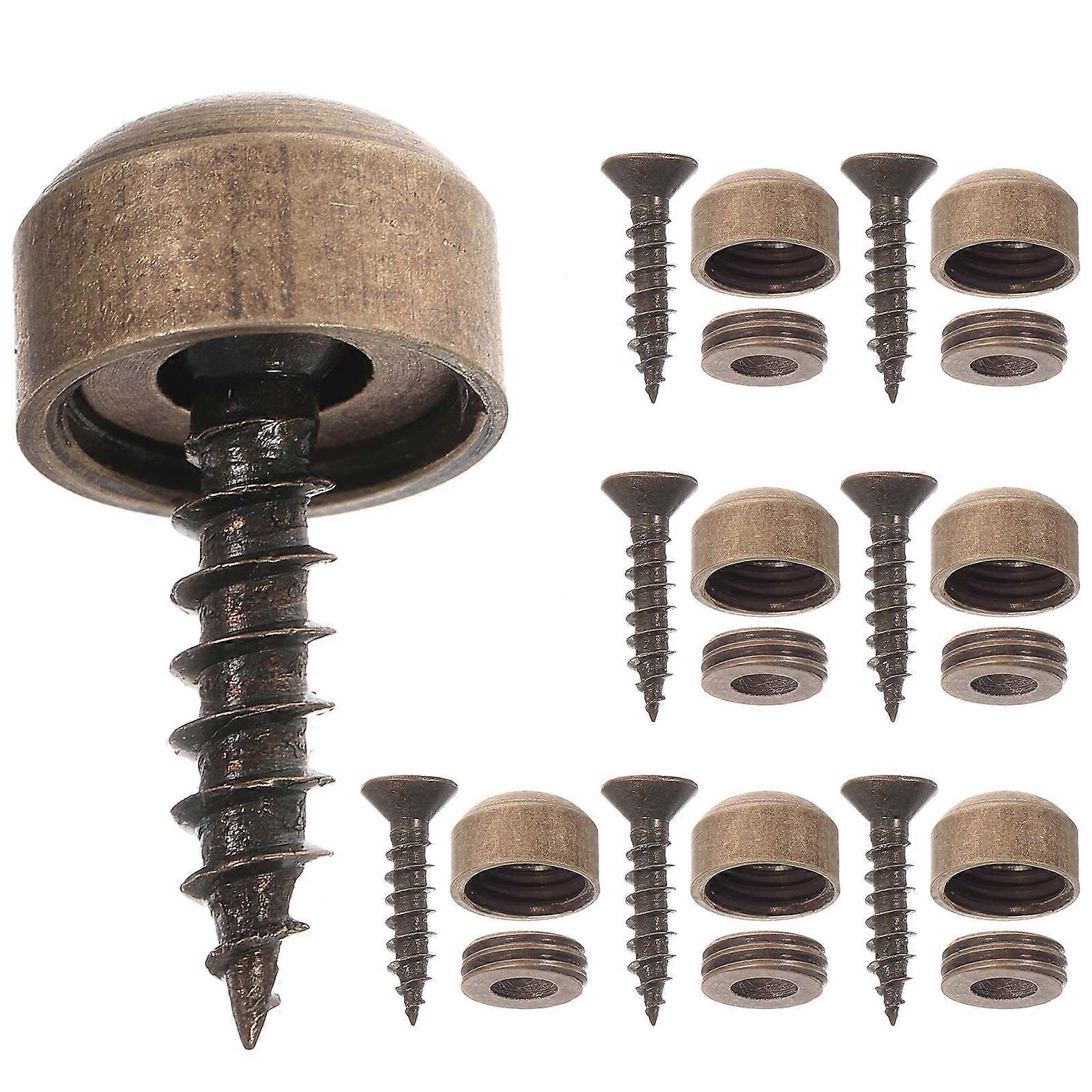 Set of Decorative Screw Caps with Self Tapping Mirror Screws for Wall Mounted Cabinet Doors, Signs, and Durable Indoor/Outdoor Fastening Applications