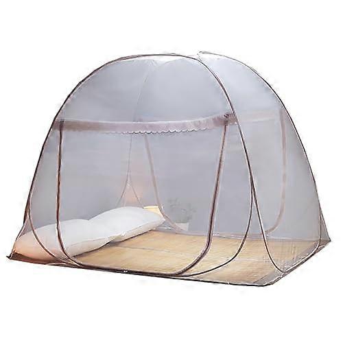 Foldable Mosquito Net Bed Tent Summer Canopy Single King Size Breathable Light Reducing Design Brown 150x200x150cm