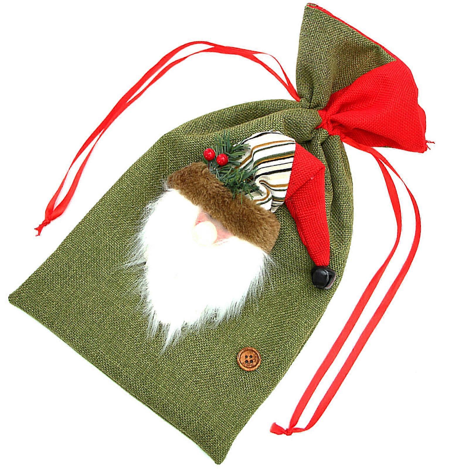 Candy Bags for Sweets Drawstring Pouch for Christmas Party Decoration Rectangular Brown 1Set