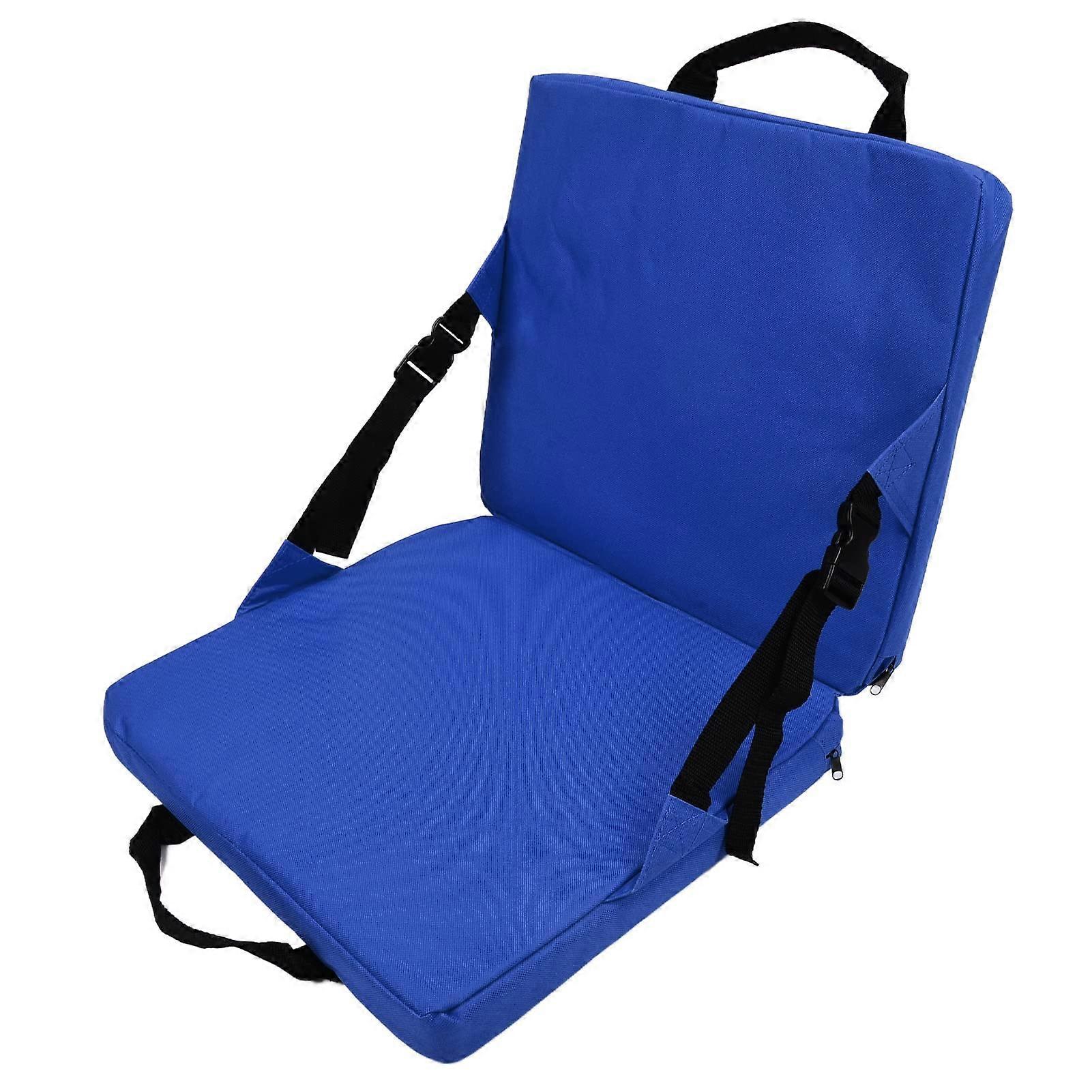 Stadium Seat Cushion, Soft Oxford Fabric with Backrest for Outdoor Camping, Blue