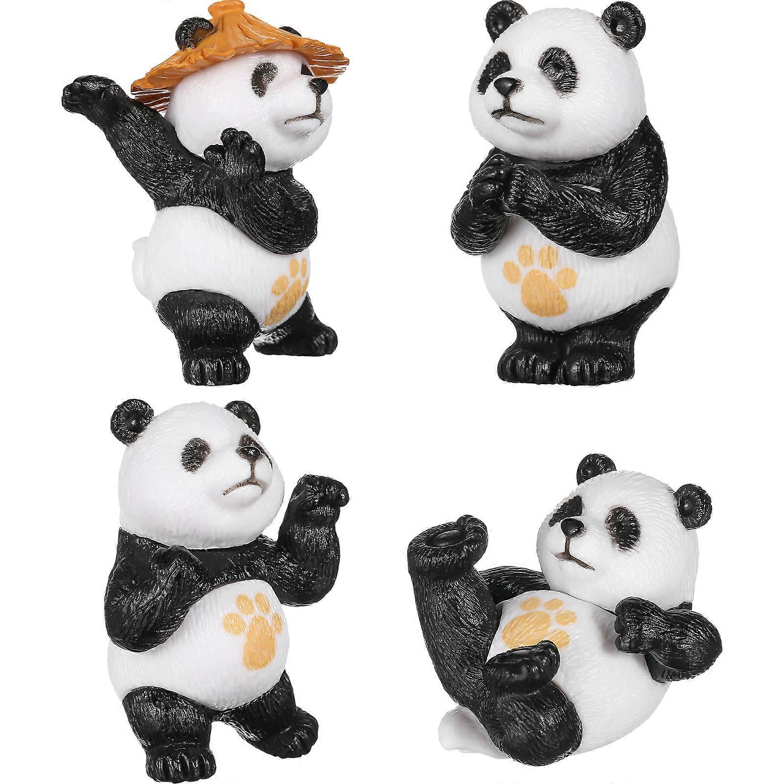 4pcs Adorable Cartoon Panda Figurines for Indoor Desktop Decor – Cute Panda Models for Home, Garden, and Cake Decorations