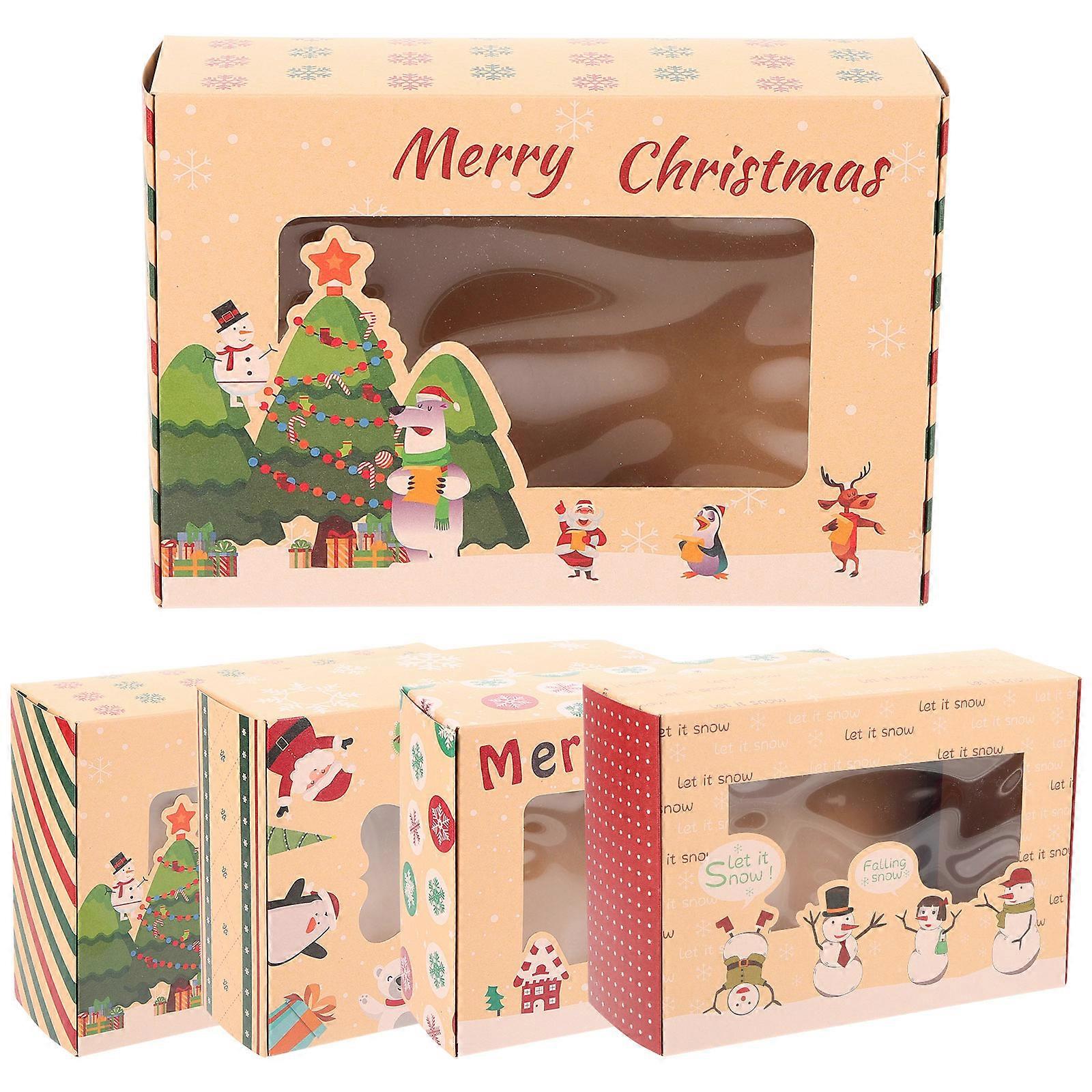 Treat Boxes with Window for Party Food Packaging Assorted Color 5Pcs