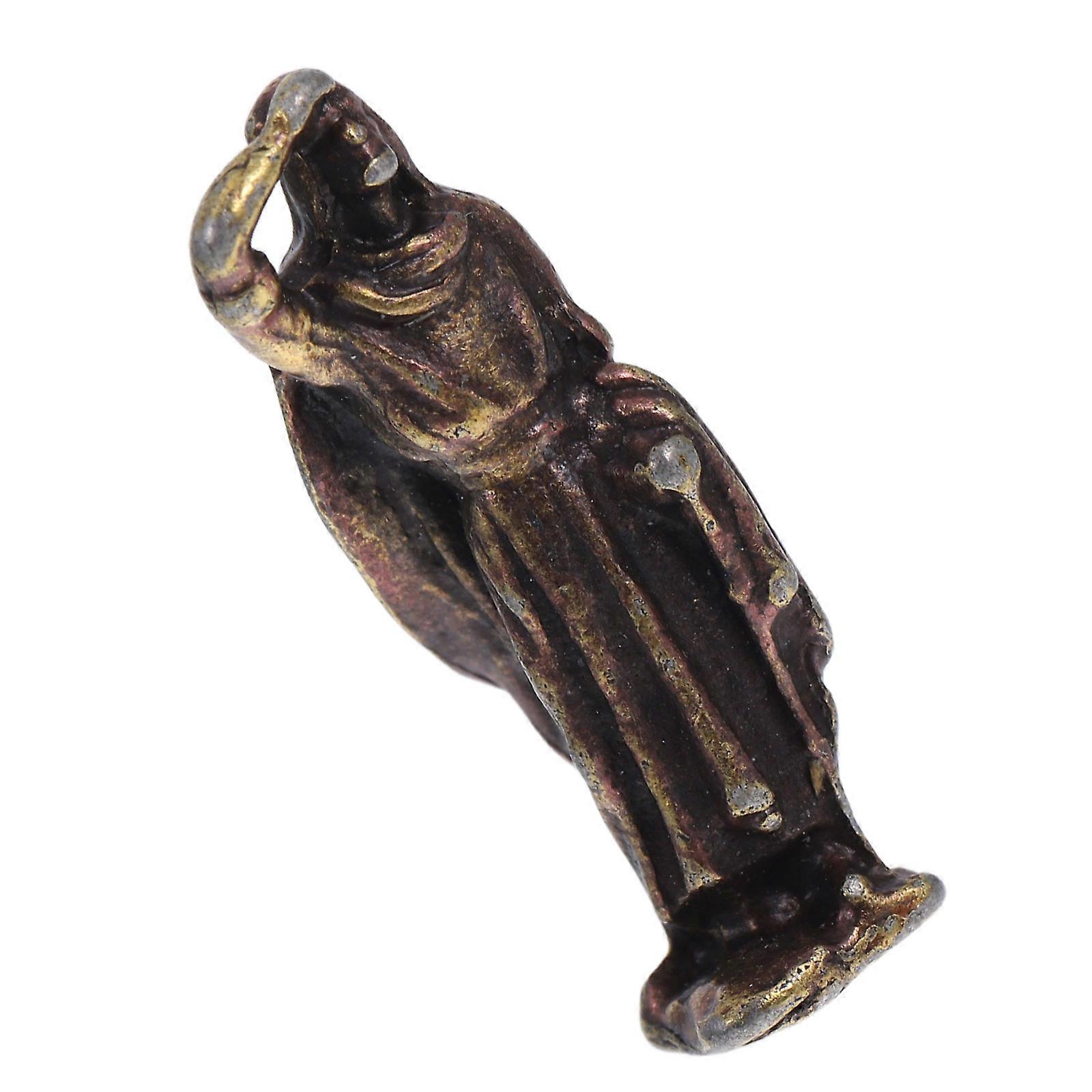 Compact Chinese Ancient Figure Statue Miniature Home Decor Enthusiasts Indoor Decoration Copper Alloy 2.00X0.60X0.50CM 1Pack