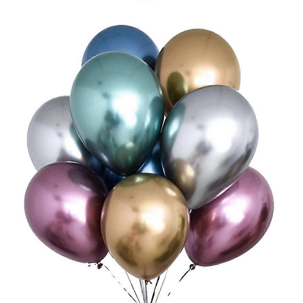 Metallic Balloons Shiny Round Party Style Gathering Decorations Blue Latex 10 Inches 50Pcs