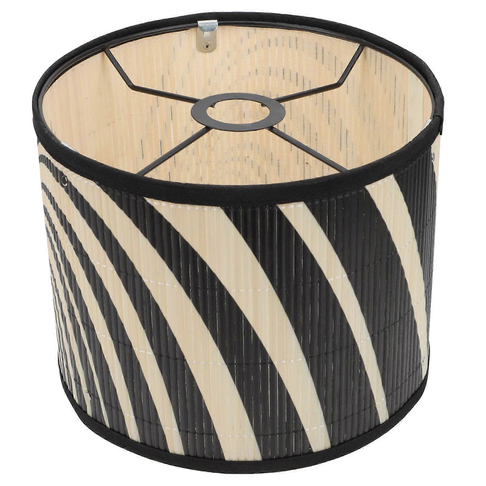 Decorative Diffuse Lighting Bamboo Lampshade Geometric Pattern For Bedroom 30X30CM Black 1Pcs