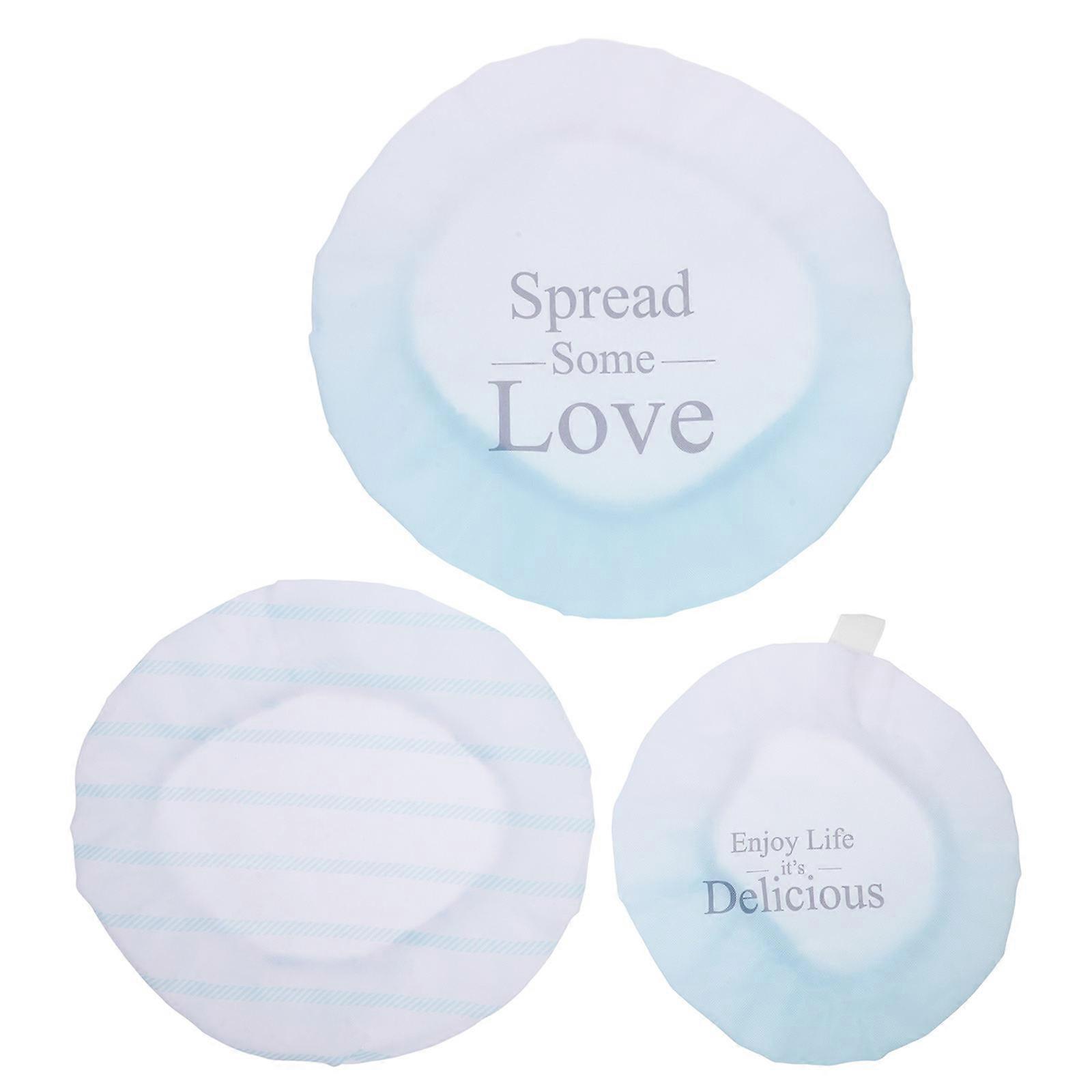Reusable Bowl Covers Elastic Food Storage Minimalist Design Sky-Blue 27.50X27.00X0.50CM Reusable 3Pcs