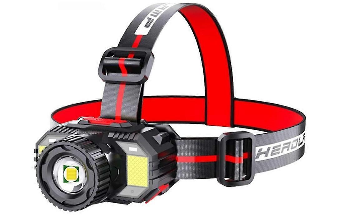 Headlamp Power Zoom Head Lamp USB Rechargeble Waterproof Flashlight Head Torch For Camping Fishing(Black)