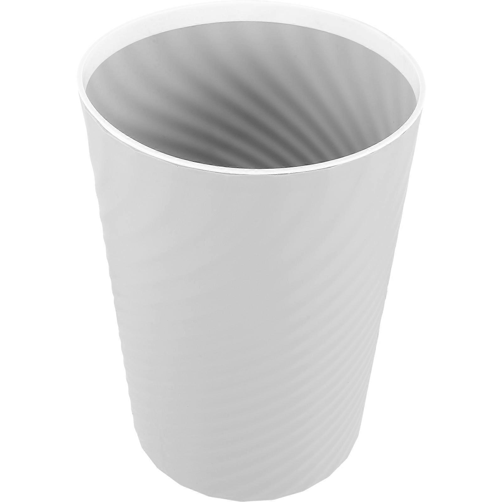 Practical Trash Can Large Open Design Threaded Pattern Grey Plastic Garbage Storage For Home Use Office 12.6 9.4 9.4in 1Pcs