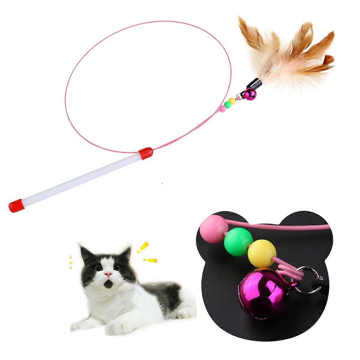 Indoor Cat Toys Tinksky Pet Wire Teaser For Cats Exercise Time Bell Sound Flexible String 1Pack