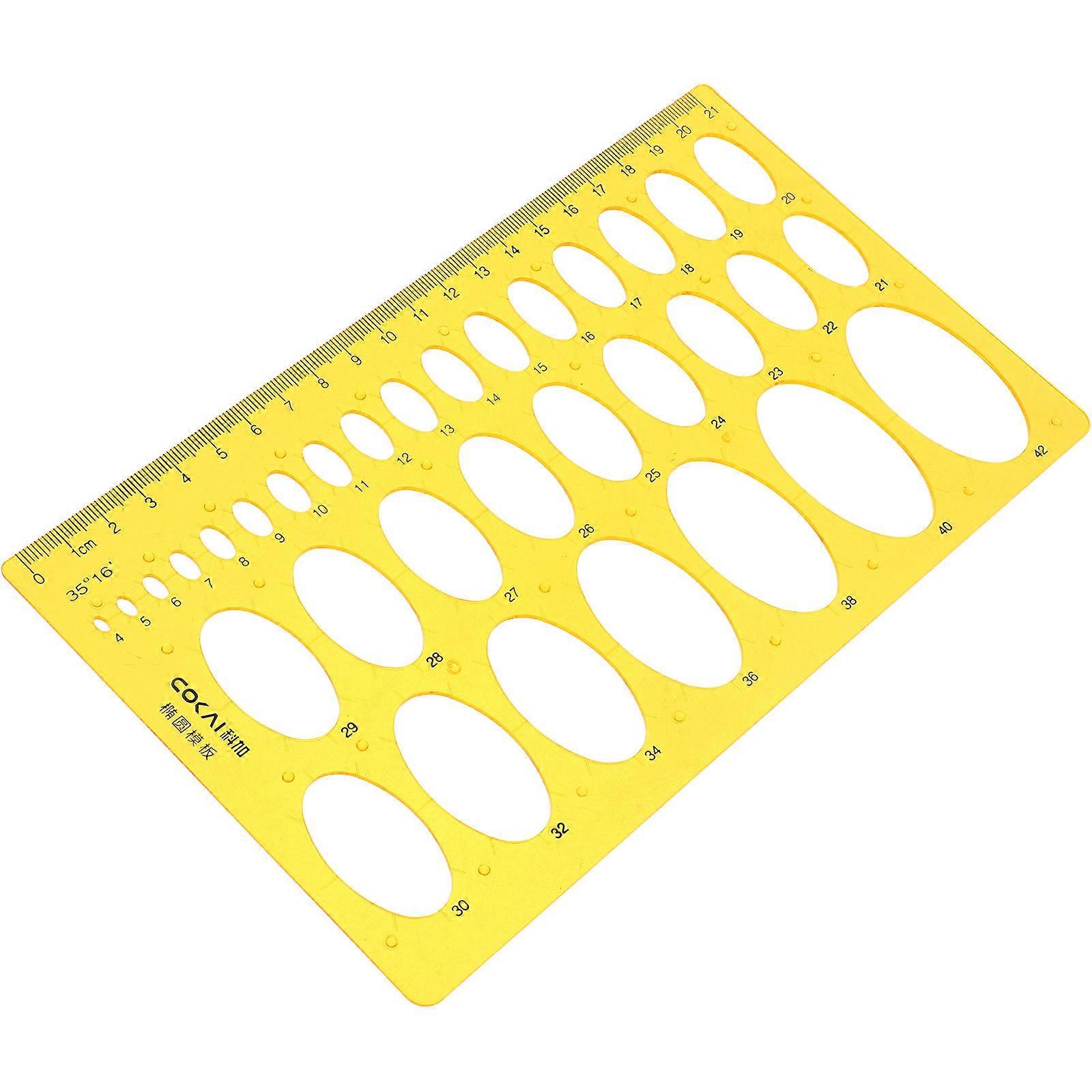 Drafting Ruler Ellipse Draft Rulers Plastic for Office Work Orange 22.00X13.00X0.20CM Template for Art Design 1Pack