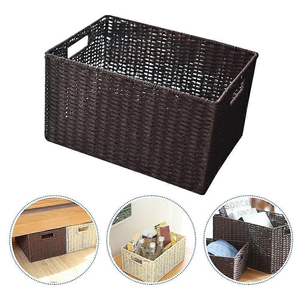 Woven Storage Baskets Rectangular Sundries Basket Living Room 30X20X15cm Tidying 1Set