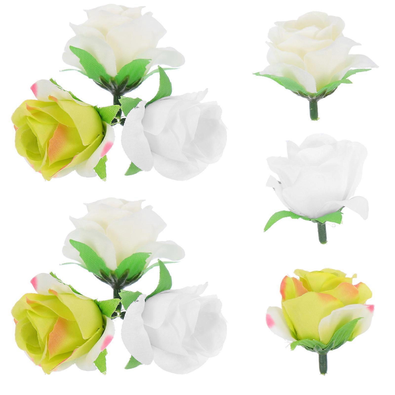 Faux Flowers Heads Silk Cloth Rose Shape Αρραβώνας Γάμου 3.5x3.5x4.5cm Λευκό 30τμχ