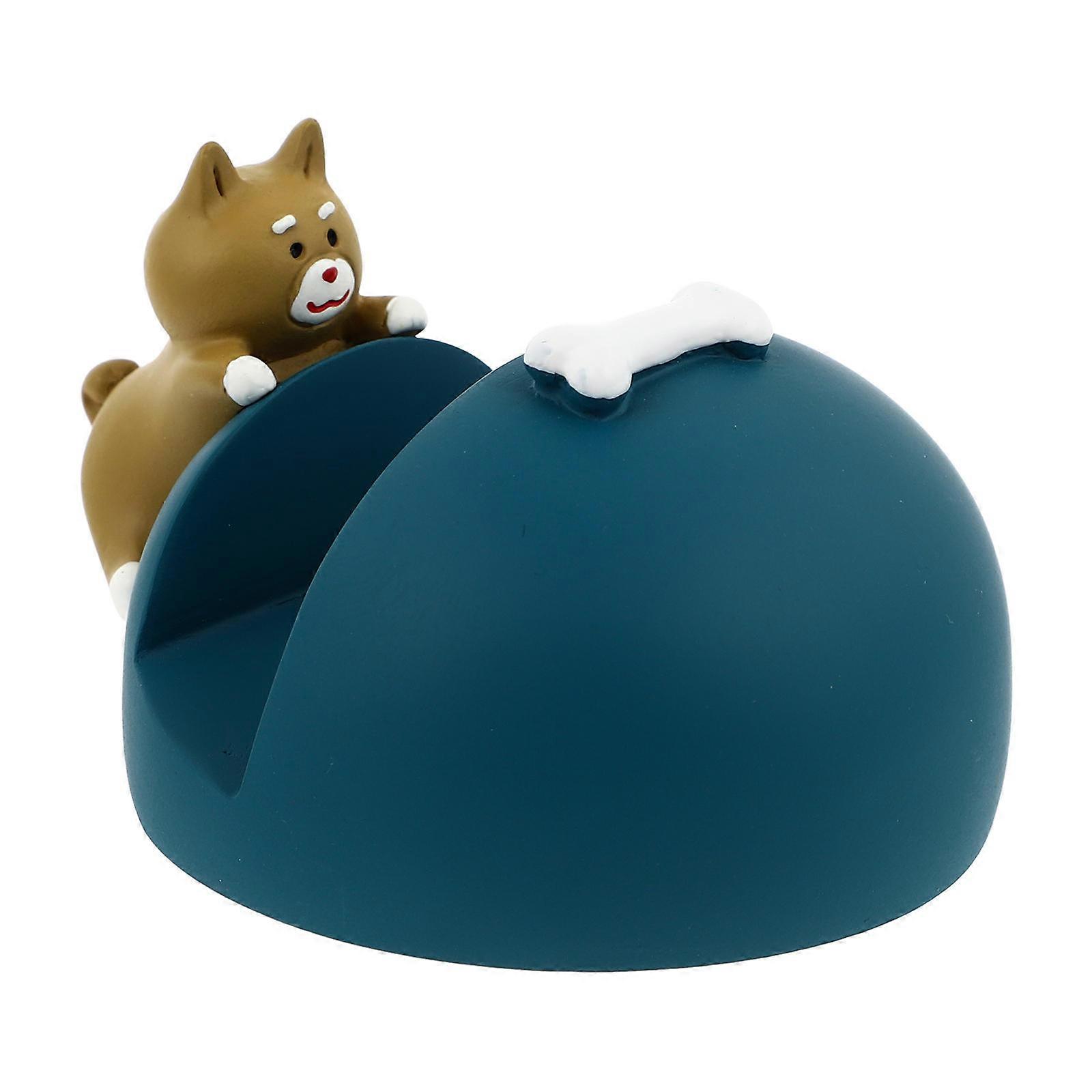 Cute Cartoon Phone Holder in Dark Blue Resin for Home Use, Durable Desktop Adornment, Practical Design