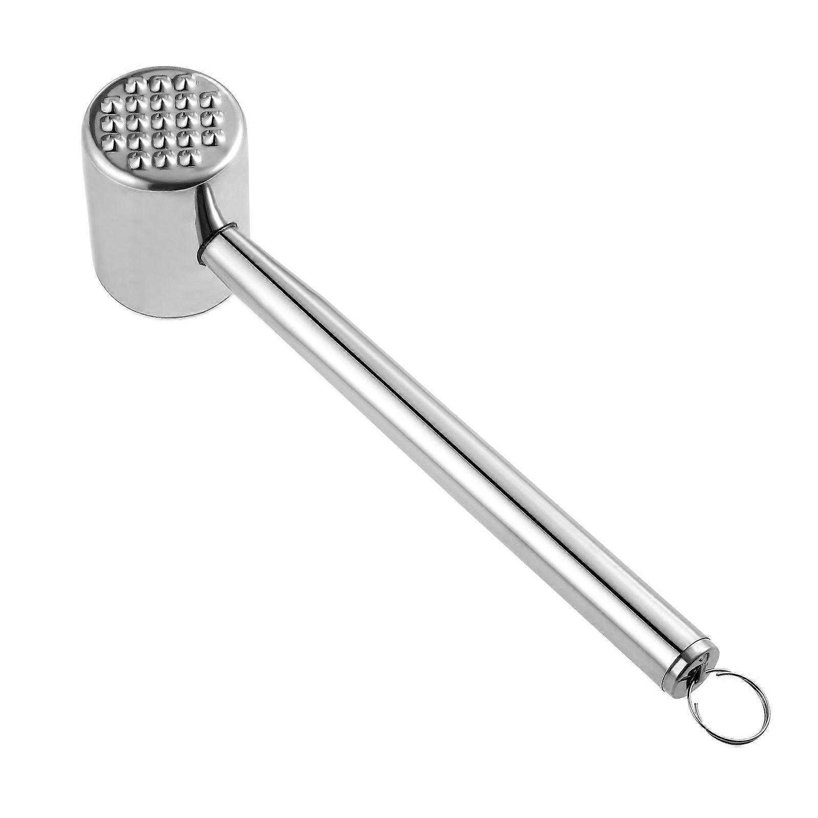 Hemoton Stainless Steel Meat Tenderizer Hammer with Flat and Rounded Side for Kitchen Use 304