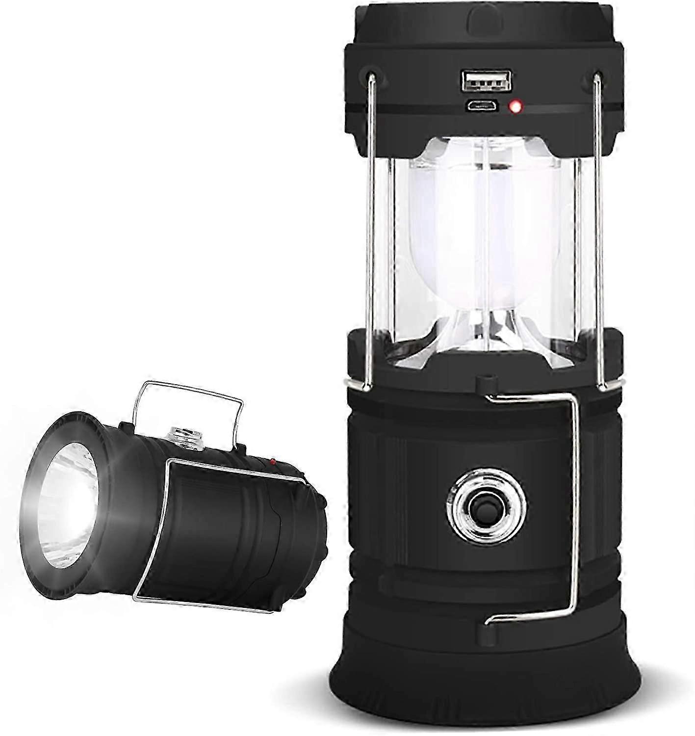 Led Camping Lantern Rechargeable, 1 Pack Collapsible Solar Camping Lights With Flashlight